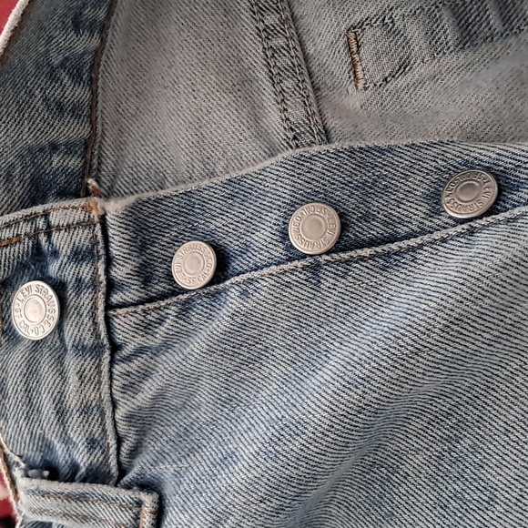 Thrashed Levis high waisted 501 Men's Distressed button fly denim blue jeans 32 - Picture 14 of 15